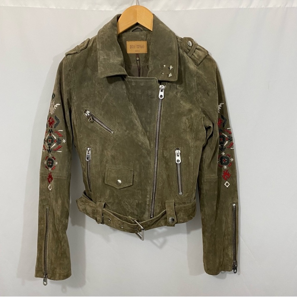Driftwood embroidered leather suede motorcycle jacket boho western NWT RTL $268 - Picture 3 of 12